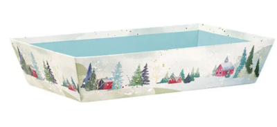 Corbeille carton rectangle CAMPAGNE ENNEIGEE/dorure à chaud 33.0 x 20.0 x 7.0 cm