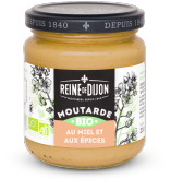 Moutarde bio au miel et épices bocal 200gr Reine de Dijon
