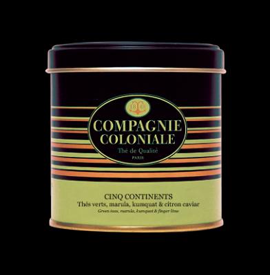 Thé vert " 5 continents" Compagnie Coloniale Boîte métal luxe 90gr