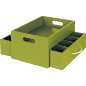 coffret bois vert avec plateau et tiroirs