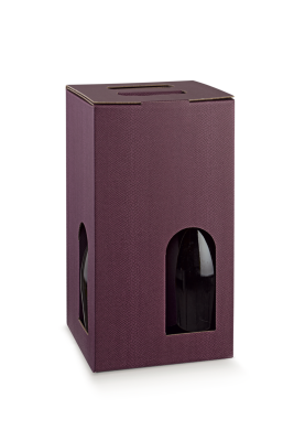 Coffret cube pour 4 bouteilles couleur bordeaux