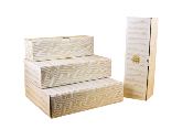 Coffret couleurs blanc/or/gris pour 3 bouteilles ou composition d'épicerie fine