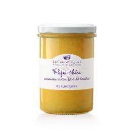 Confiture "Pinacotonka" " papa Chéri" ananas-noix-de-coco-fève-de-tonka  240gr La Cour d'Orgères