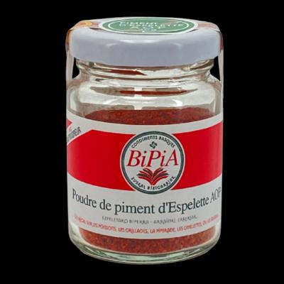 Poudre de piment d'Espelette AOP avec saupoudreur bocal 40gr Bipia