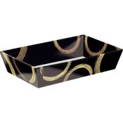 Corbeille carton rectangle noir/or