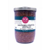 Saucisses confites et lentilles bocal 380gr Ferme Elizaldia