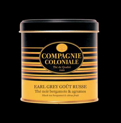 Thé Earl Grey Goût russe Compagnie Coloniale Boîte métal luxe 90gr