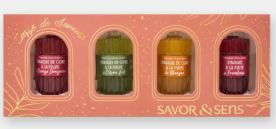 22€ Coffret Carré de Saveurs – 4 vinaigres de pulpe Savor & Sens