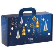Valisette en carton,  bleue avec décors Noël Joyeuses Fêtes