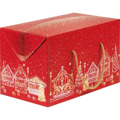 coffret carton rouge Bonnes Fêtes avec cordelette  33x18.5x20