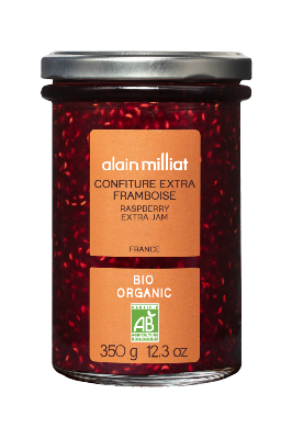 Confiture extra framboise bio 350gr Alain Milliat