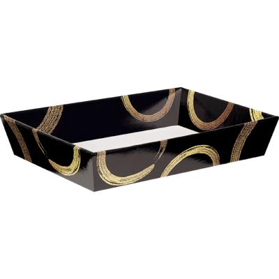 Corbeille carton rectangle noir/or