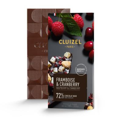 Tablette noir framboise et cranberry, 100gr, Michel Cluizel