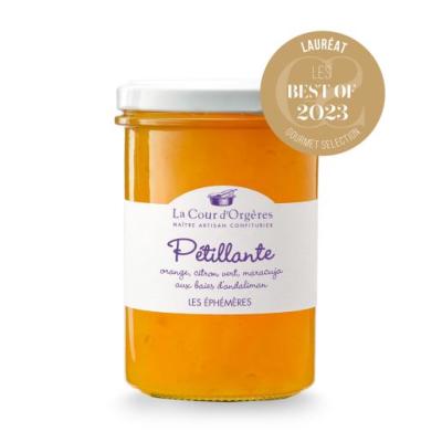 " Pétillante" Confiture d'orange, citron vert, maracuja et baies d'Andaliman bocal 240gr La Cour d'Orgères