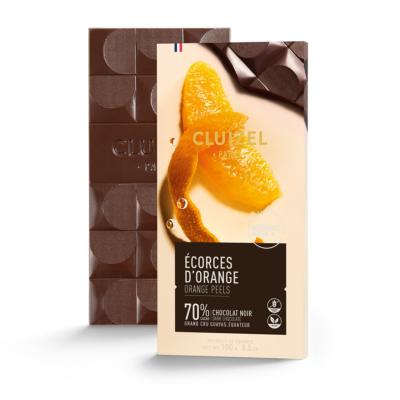 Tablette noir écorces d'orange, 100gr, Manufacture Cluizel