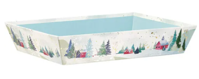 Corbeille carton rectangle CAMPAGNE ENNEIGEE/dorure à chaud 36.0 x 27.0 x 7.0 cm