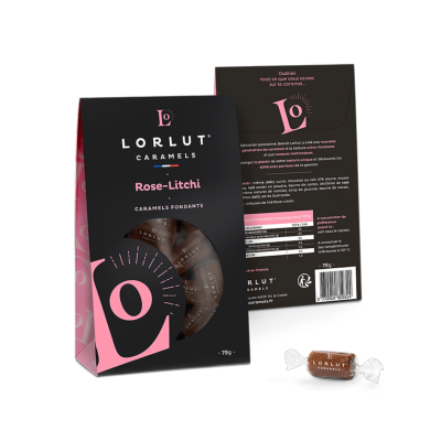 Sachet de caramels rose-litchi 75gr Lorlut Caramel