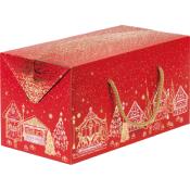 Coffret carton rouge Bonnes Fêtes avec cordelette 31.5x16x16