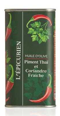 Huile d'Olive Vierge Extra infusée avec du Piment Thaï & de la Coriandre Fraîche bidon 25cl L'Epicurien